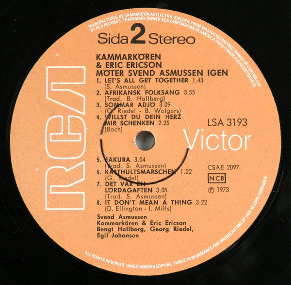 Kammarkören, Eric Ericson, Svend Asmussen : Kammarkören & Eric Ericson Möter Svend Asmussen Igen (LP, Album)