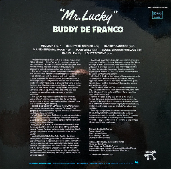 Buddy DeFranco : Mr. Lucky (LP, Album)