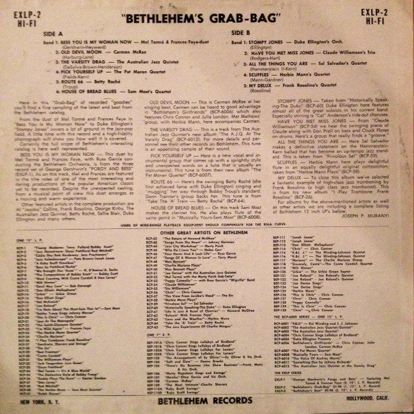 Various : Bethlehem's Grab Bag (LP, Comp)