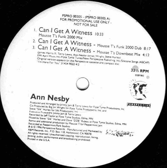 Ann Nesby : Can I Get A Witness (12", Promo)