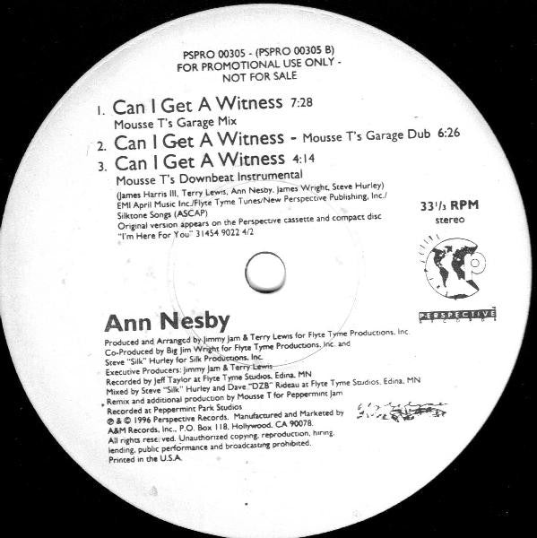 Ann Nesby : Can I Get A Witness (12", Promo)