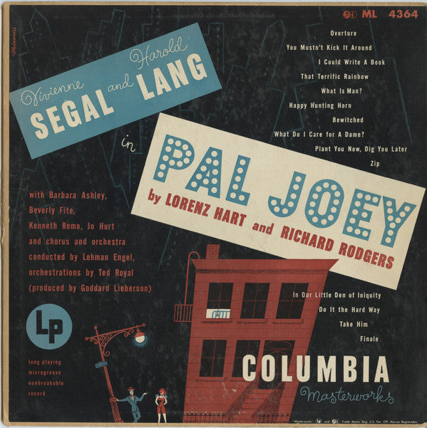 Vivienne Segal And Harold Lang : Pal Joey (LP, Album, Mono)