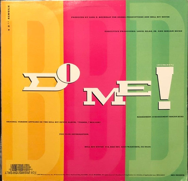 Bell Biv Devoe : Do Me! (12", Single)