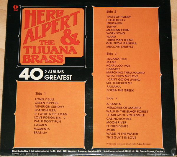 Herb Alpert & The Tijuana Brass : 40 Greatest (2xLP, Comp)