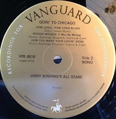 Jimmy Rushing : Jimmy Rushing's All Stars Going To Chicago (LP, Album, RE)