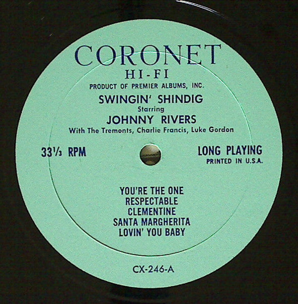 Johnny Rivers, The Tremonts, Luke Gordon (2), Charlie Francis (4) : Swingin' Shindig (LP, Comp, Mono)