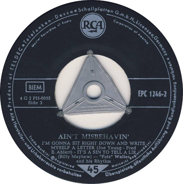 Fats Waller & His Rhythm : Ain't Misbehavin' (Part 2) (7", EP)