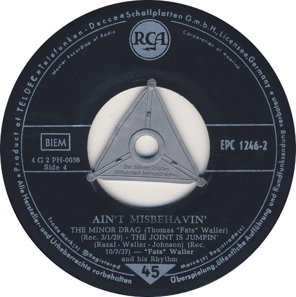 Fats Waller & His Rhythm : Ain't Misbehavin' (Part 2) (7", EP)