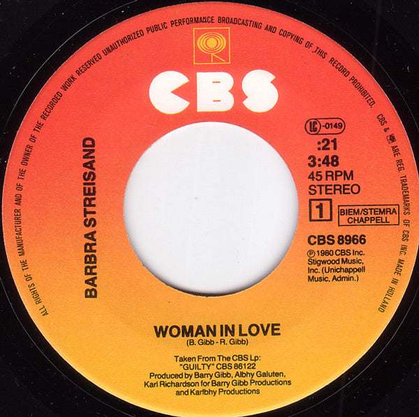 Barbra Streisand : Woman In Love (7", Single)