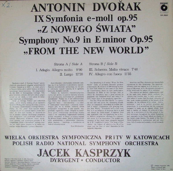 Antonín Dvořák, Wielka Orkiestra Symfoniczna Polskiego Radia I Telewizji, Jacek Kaspszyk : Symphony No.9 In E Minor "From The New World" (LP)