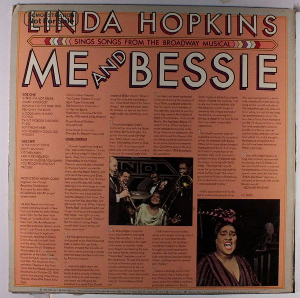 Linda Hopkins : Me And Bessie (LP, Promo)