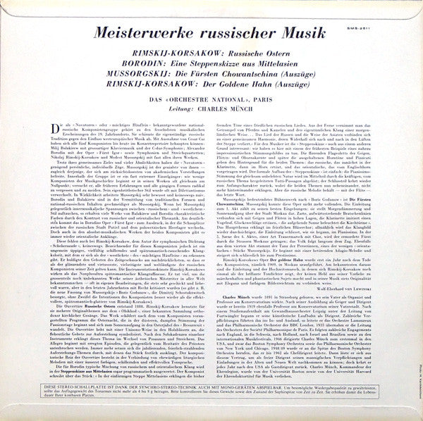 Charles Munch - Orchestre National De France : Meisterwerke Russicher Musik (LP)