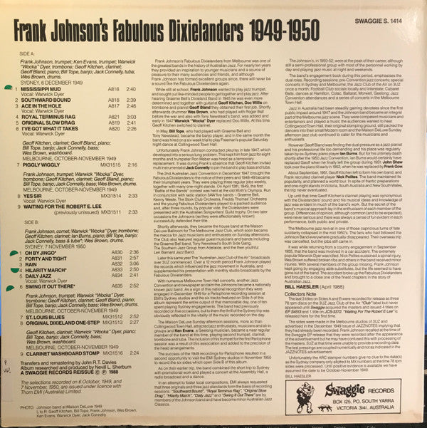 Frank Johnson's Fabulous Dixielanders : 1949-1950 (LP)