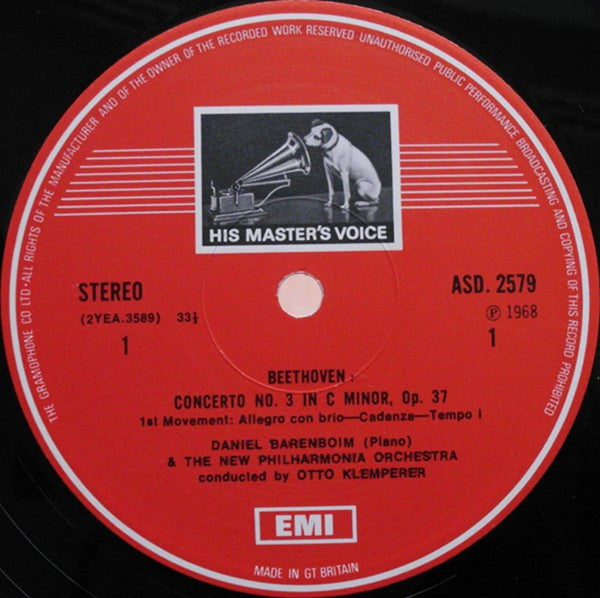 Ludwig van Beethoven / Daniel Barenboim ‧ Otto Klemperer ‧ New Philharmonia Orchestra : Piano Concerto No. 3 (LP, RP)