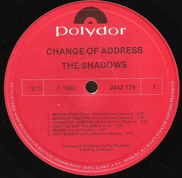 The Shadows : Change Of Address (LP, Album)