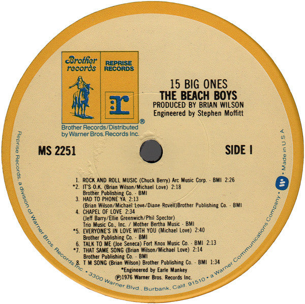 The Beach Boys : 15 Big Ones (LP, Album, Jac)