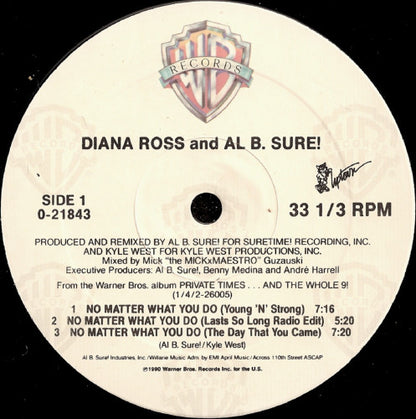 Diana Ross And Al B. Sure! : No Matter What You Do / Al'l Justify Your Love (12")