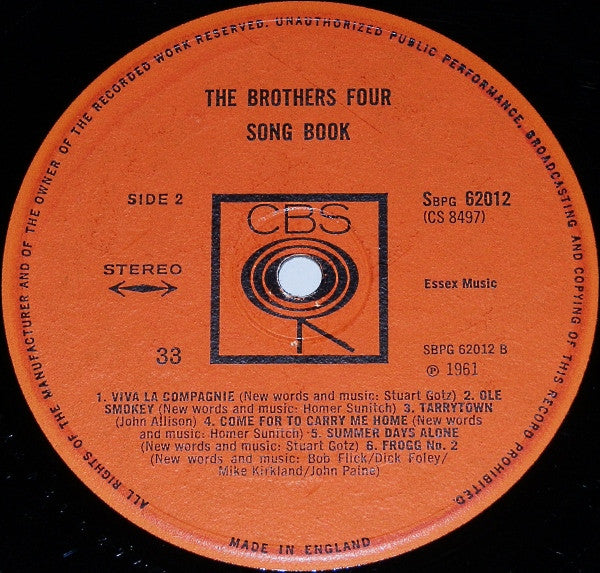 The Brothers Four : Song Book (LP, Album)