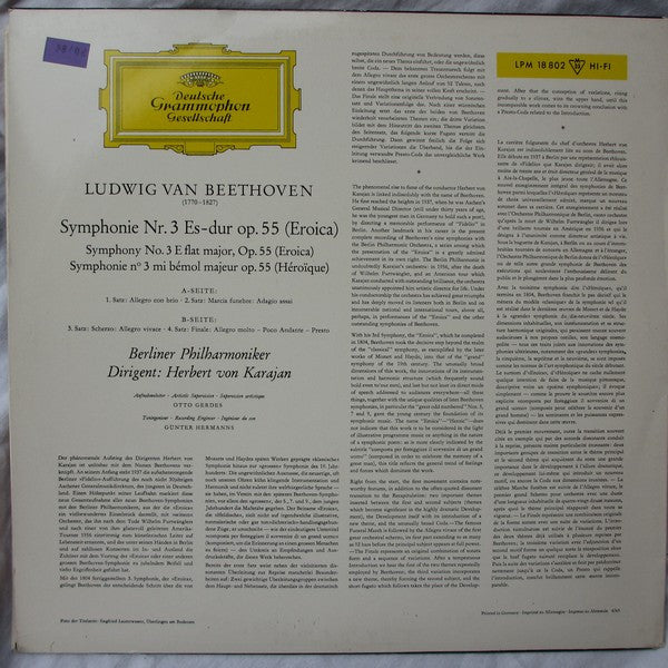 Ludwig van Beethoven / Berliner Philharmoniker • Herbert von Karajan : »Eroica« (LP, Mono)