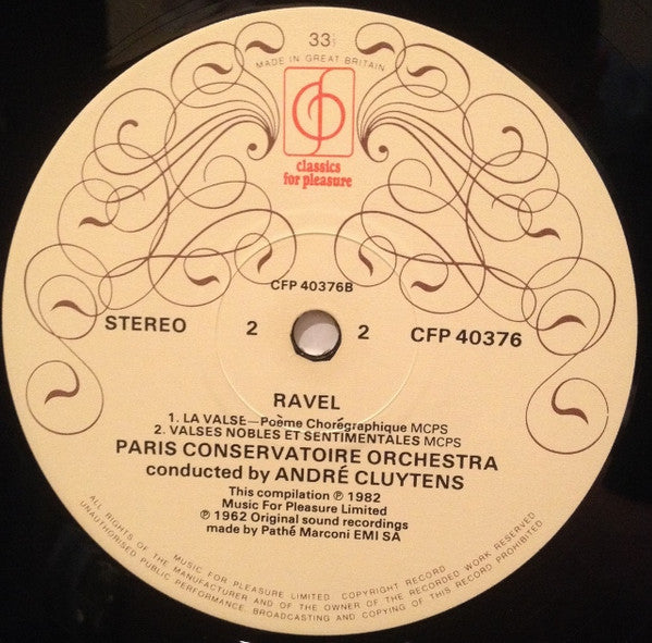 Maurice Ravel, Chœurs Du Conservatoire De Paris, Les Chœurs René Duclos Conducted By André Cluytens : Daphnis Et Chloé - Suite No. 2 & Other Orchestral Works (LP, Comp)