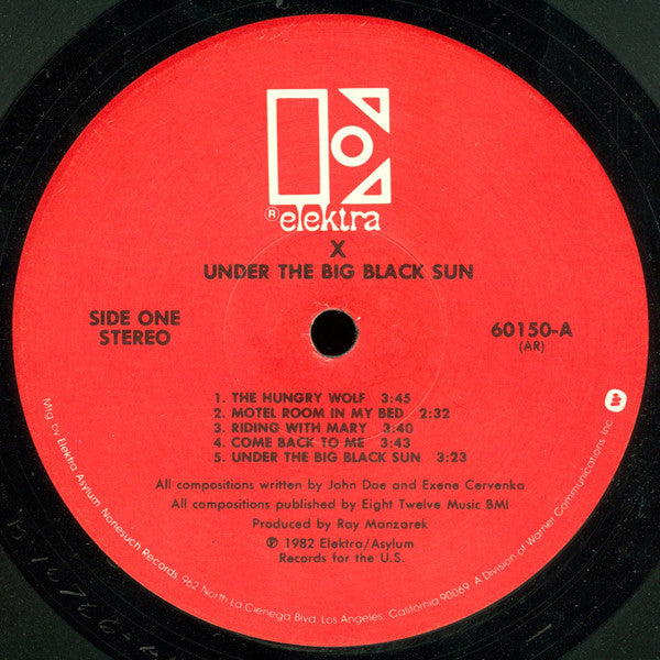 X (5) : Under The Big Black Sun (LP, Album, All)