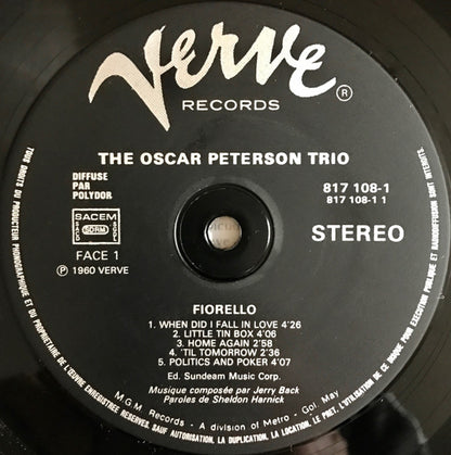 The Oscar Peterson Trio : Fiorello (LP, Album, RE)