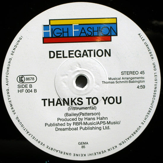 Delegation : Thanks To You (12")