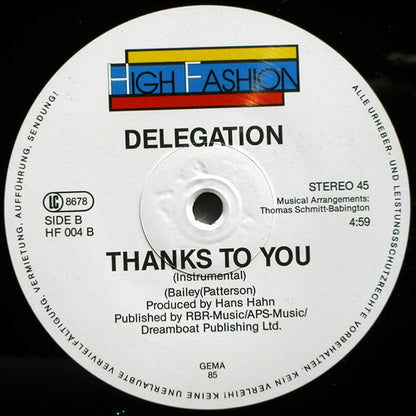 Delegation : Thanks To You (12")