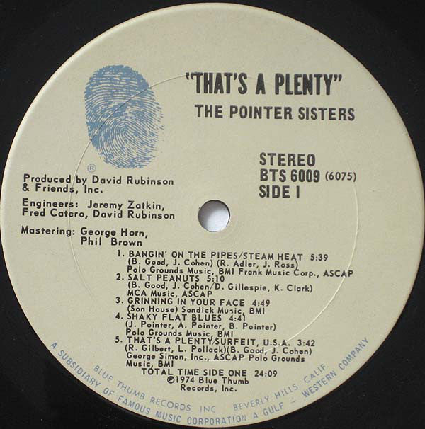 Pointer Sisters : That's A Plenty (LP, Album, Ter)