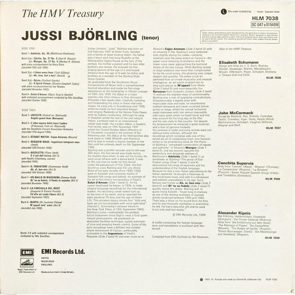 Jussi Björling : Arias And Songs By Beethoven, Elgar, Flotow, Puccini, Rossini, Verdi (LP, Comp, Mono, RE, RP)