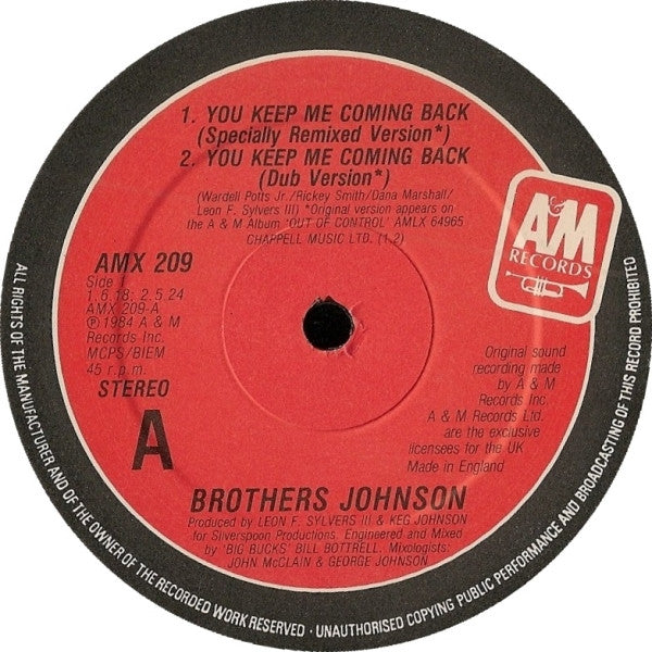 Brothers Johnson : You Keep Me Coming Back (12")