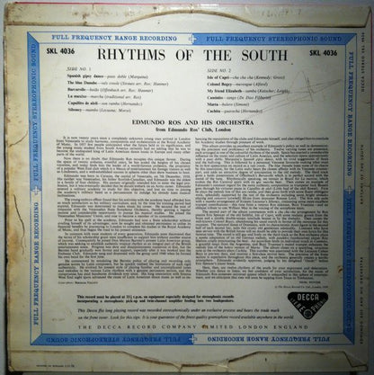 Edmundo Ros & His Orchestra : Rhythms Of The South (LP, Album)