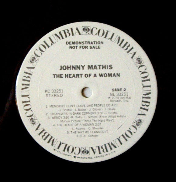 Johnny Mathis : The Heart Of A Woman (LP, Album, Promo)