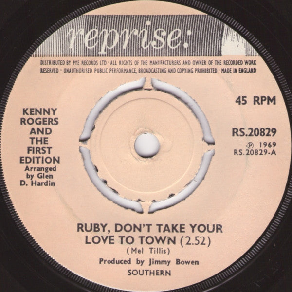 Kenny Rogers & The First Edition : Ruby, Don't Take Your Love To Town (7", Single, Kno)