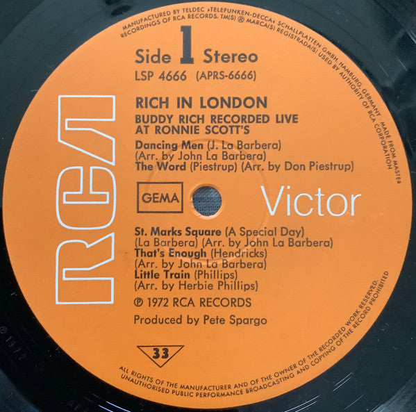 Buddy Rich : Rich In London (LP)