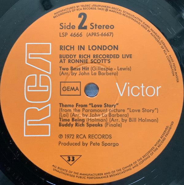 Buddy Rich : Rich In London (LP)