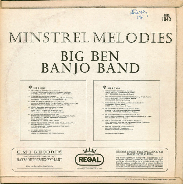 The Big Ben Banjo Band : Minstrel Melodies (LP, RE)