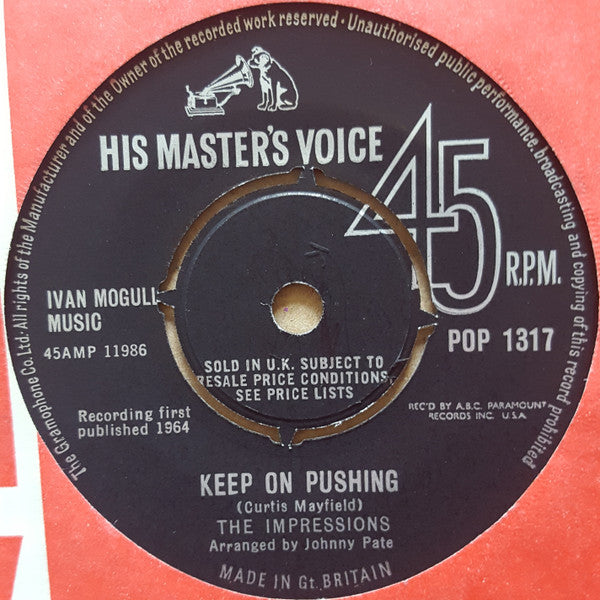 The Impressions : Keep On Pushing (7")