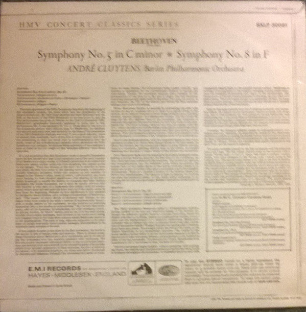 André Cluytens, Berliner Philharmoniker : Beethoven: Symphony No. 5 In C Minor, Symphony No. 8 In F (LP, RE)