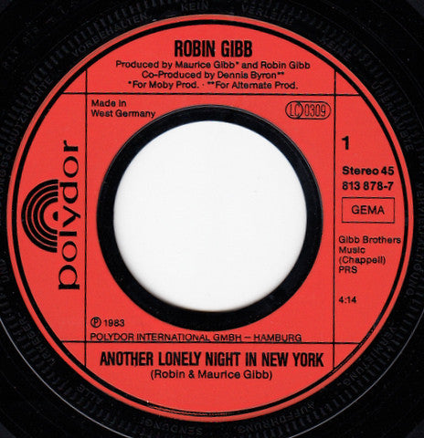 Robin Gibb : Another Lonely Night In New York (7", Single)