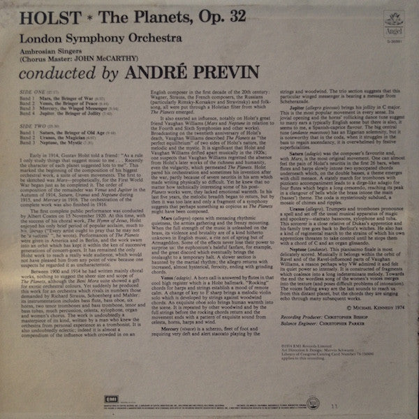 Gustav Holst - The London Symphony Orchestra, André Previn : The Planets, Op. 32 (LP, Quad)