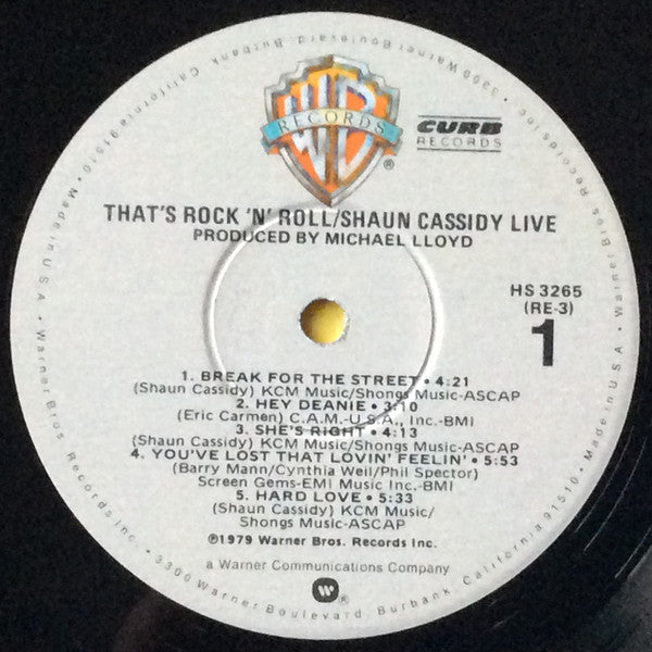 Shaun Cassidy : Live - That's Rock'N Roll (LP, Album)