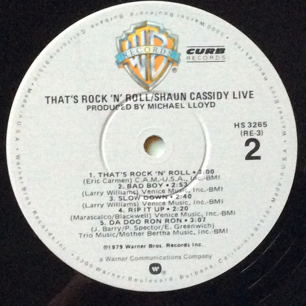 Shaun Cassidy : Live - That's Rock'N Roll (LP, Album)