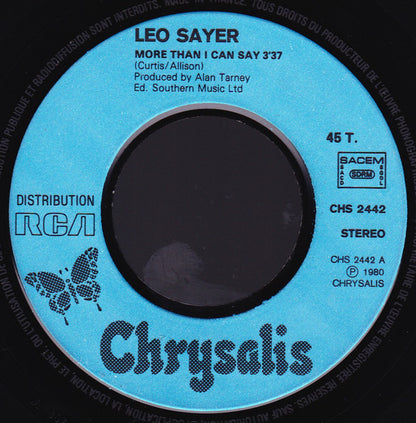 Leo Sayer : More Than I Can Say (7", Single)