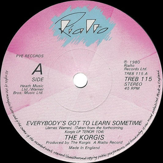 The Korgis : Everybody's Got To Learn Sometime (7", Single, Sol)