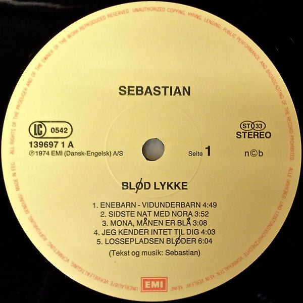 Sebastian (5) : Blød Lykke (LP, Album, RE)