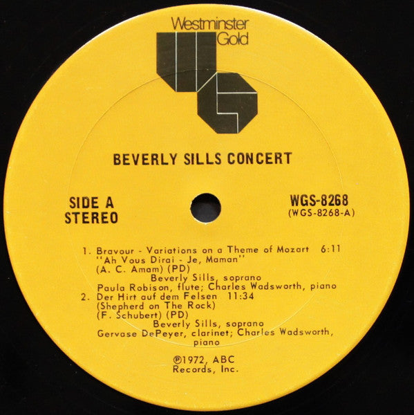 Beverly Sills With Artists Of The The Chamber Music Society Of Lincoln Center : Beverly Sills Concert (LP)