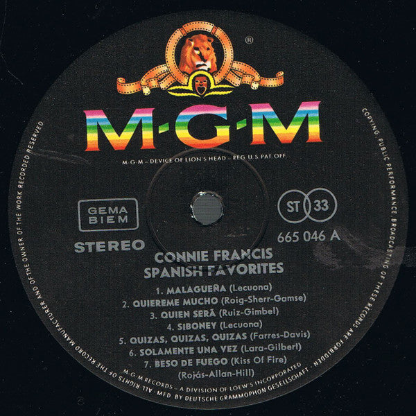 Connie Francis : Spanish Favorites (LP, Album)