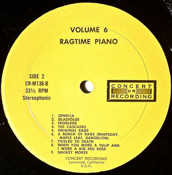 No Artist : Ragtime Piano (LP)