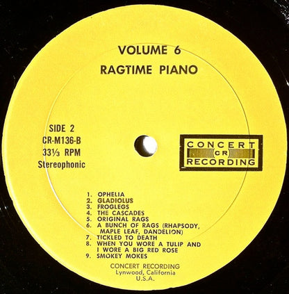 No Artist : Ragtime Piano (LP)